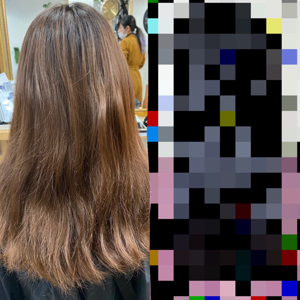 デジタルパーマがかかっている髪を縮毛矯正で艶髪ストレートヘアに 原宿 表参道 髪のお悩みを解決するヘアケア美容師の挑戦